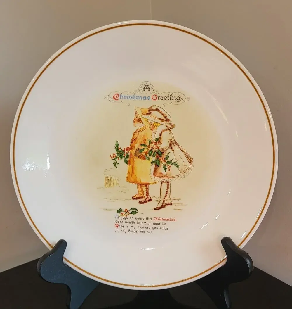 Vintage Corelle Christmas Greeting Plate Holiday Collectible Winter Scene